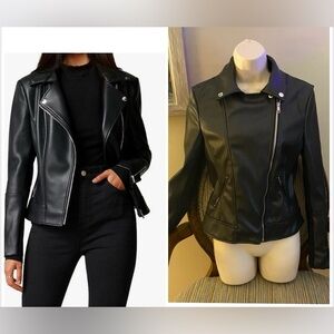 Athlemo Women's Black Faux Leather Moto Jacket
